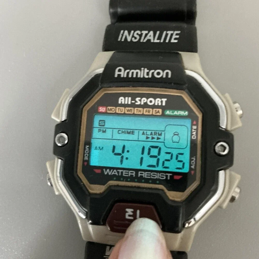 Armitron All-Sport Instalite Mens Watch 40mm Green Digital Alarm Rubber Strap